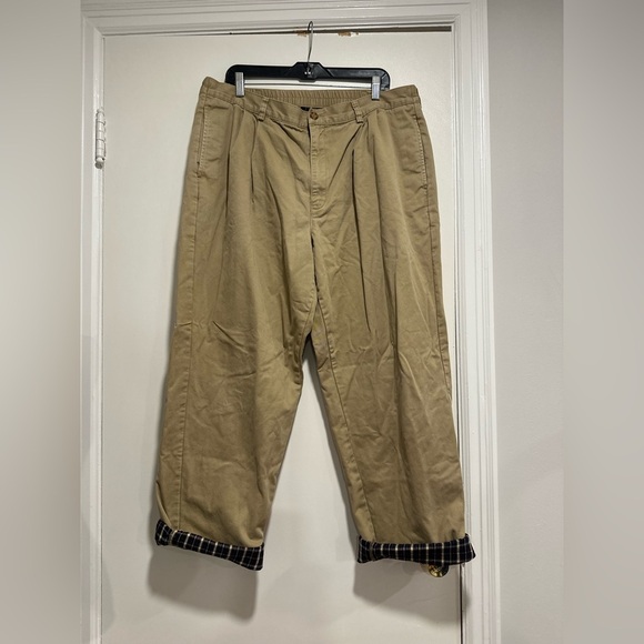 LL Bean Men’s Sz: 40x32 Comfort Waist Khaki Tan Pants Fleece Lined. 100% Cotton. - Picture 7 of 12